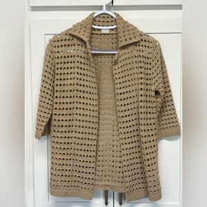 Inter State Tan knit cardigan. No size or fabric tag.